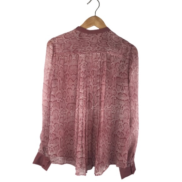 JOIE Tassa Silk Blouse Snakeskin Print Top Laurel - Picture 9 of 12